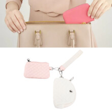 Mini cartera de muñeca con cremallera alrededor, doble compartimento para tarjetas