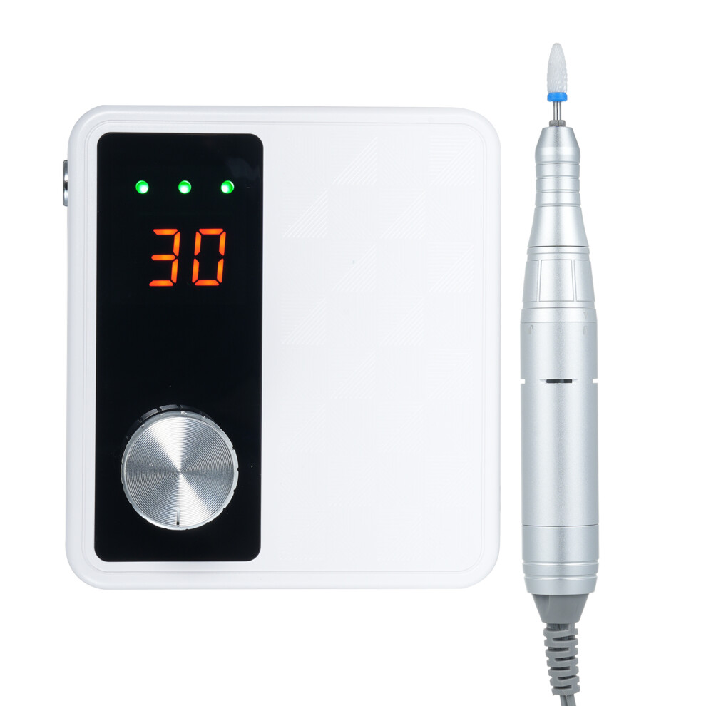 Rechargeable 30,000RPM Electric Nail Drill Kit 2500mAh Silver White