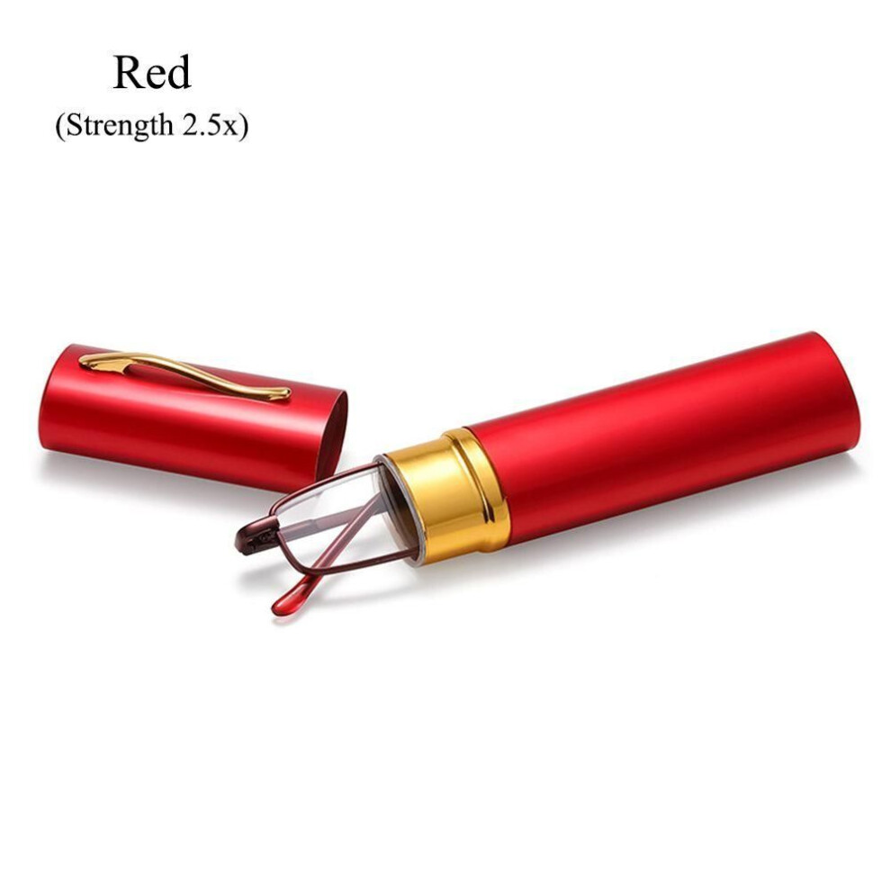 Red (, Strength 2.5X) Light Slim Lightweight With Pen Clip Tube Case Readers For Men Women Eyeglasses Reading Glasses