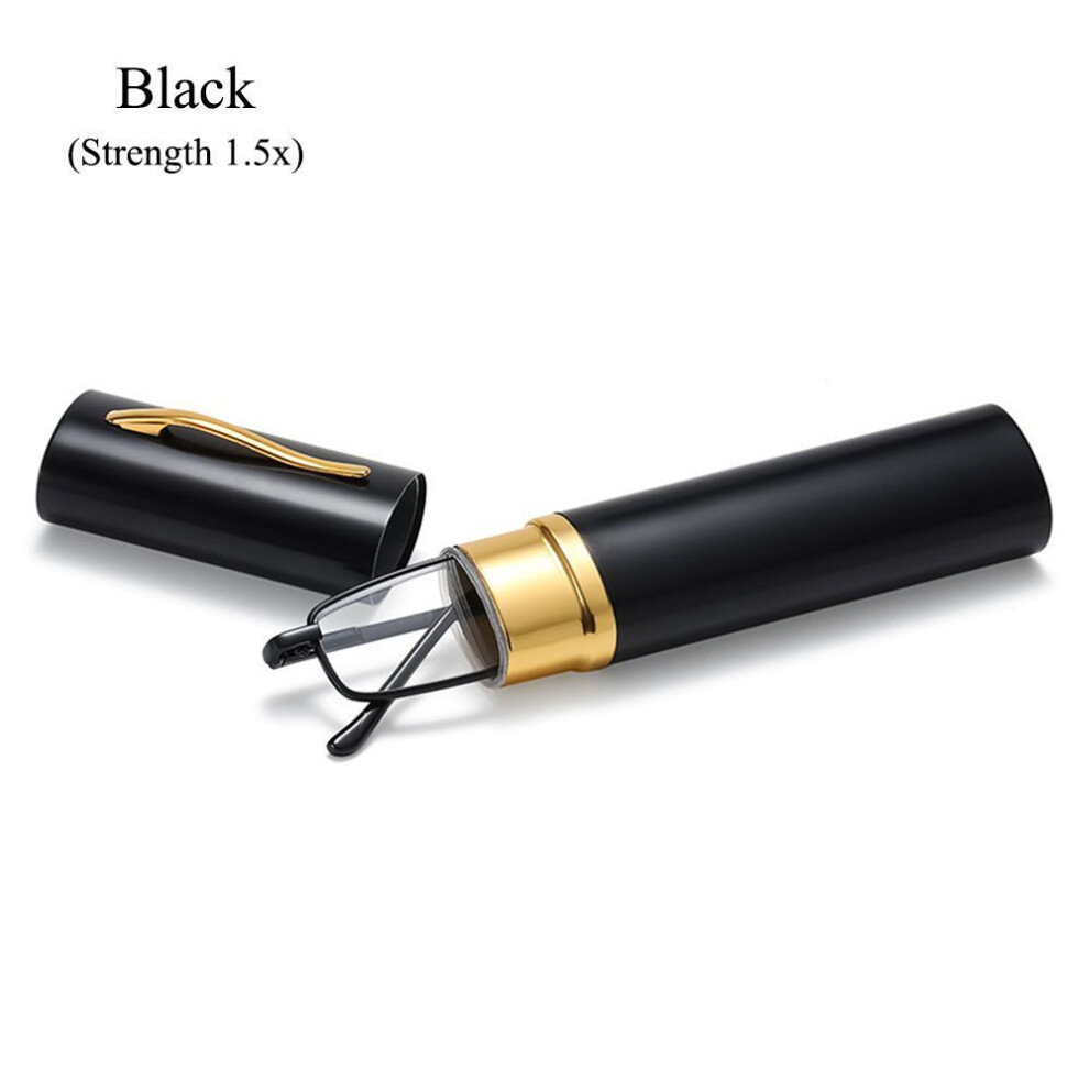 Black (, Strength 1.5X) Light Slim Lightweight With Pen Clip Tube Case Readers For Men Women Eyeglasses Reading Glasses