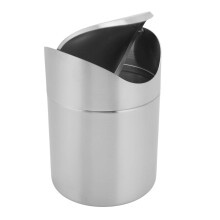 Mini-Schreibtisch-Mülleimer mit Schwenkdeckel silber