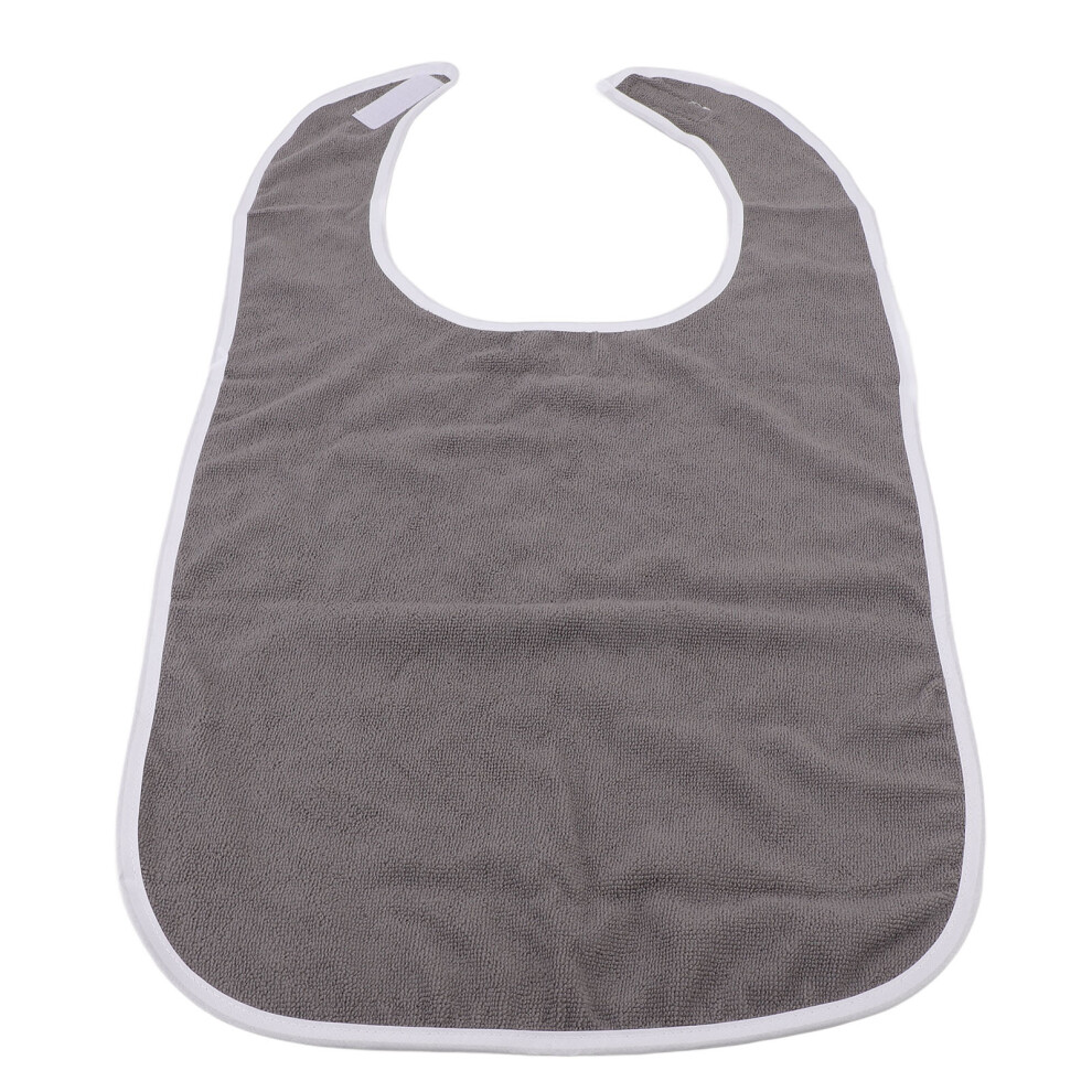 Adult Gray Adjustable Terry Cloth Bib 76x45cm, Machine Washable