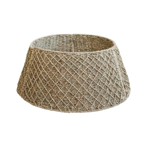 Round Foldable Diamond Wicker Tree Skirt - L60 x W60 x H26 cm - Brown