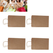 50 Stück Kraftpapier-Geschenktasche Vielseitige Kraft-Geschenktüte mit Griff für Einkauf, Hochzeit, Feiertage Gelbes Rindfledermuster Origi