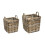 Wicker Log Basket Square (Set of 2) - Brown 1