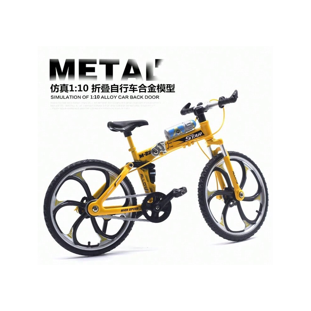 (yellow) Alloy mountain bike model simulation mini folding bicycle children's toy car-image-OPC-PJCFSGX-NEW