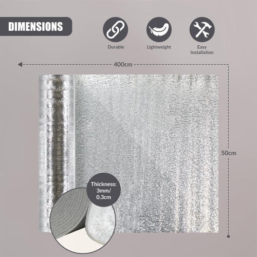 GEEZY GEEZY Reflective Radiator Foil Insulation Roll 400x50cm Heat Deflector Energy Saving 2