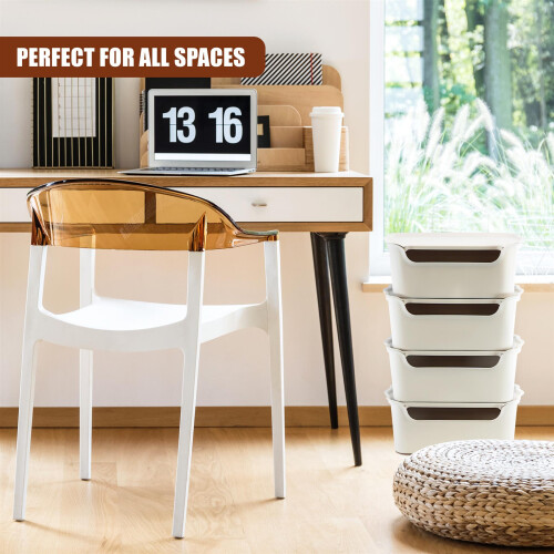 GEEZY GEEZY Storage Boxes with Lids Set of 4 Stackable Containers for Kitchen Home Bathroom 1
