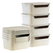 GEEZY Storage Boxes with Lids Set of 4 Stackable Containers for Kitchen Home Bathroom