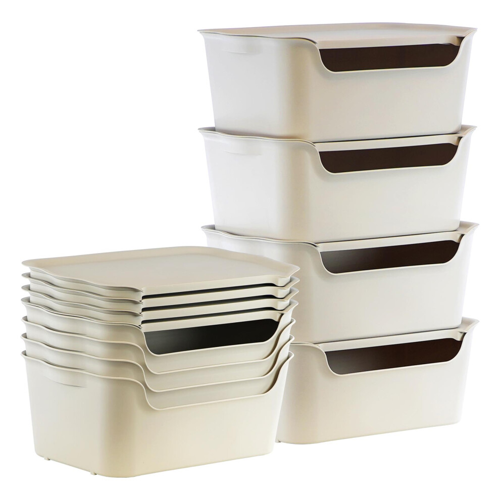 GEEZY Storage Boxes with Lids Set of 4 Stackable Containers for Kitchen Home Bathroom