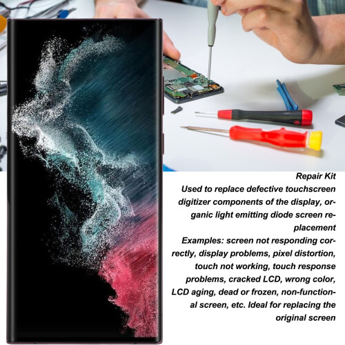 6.7" OLED Screen for Galaxy S22 Ultra, Red, 3088x1440px 2