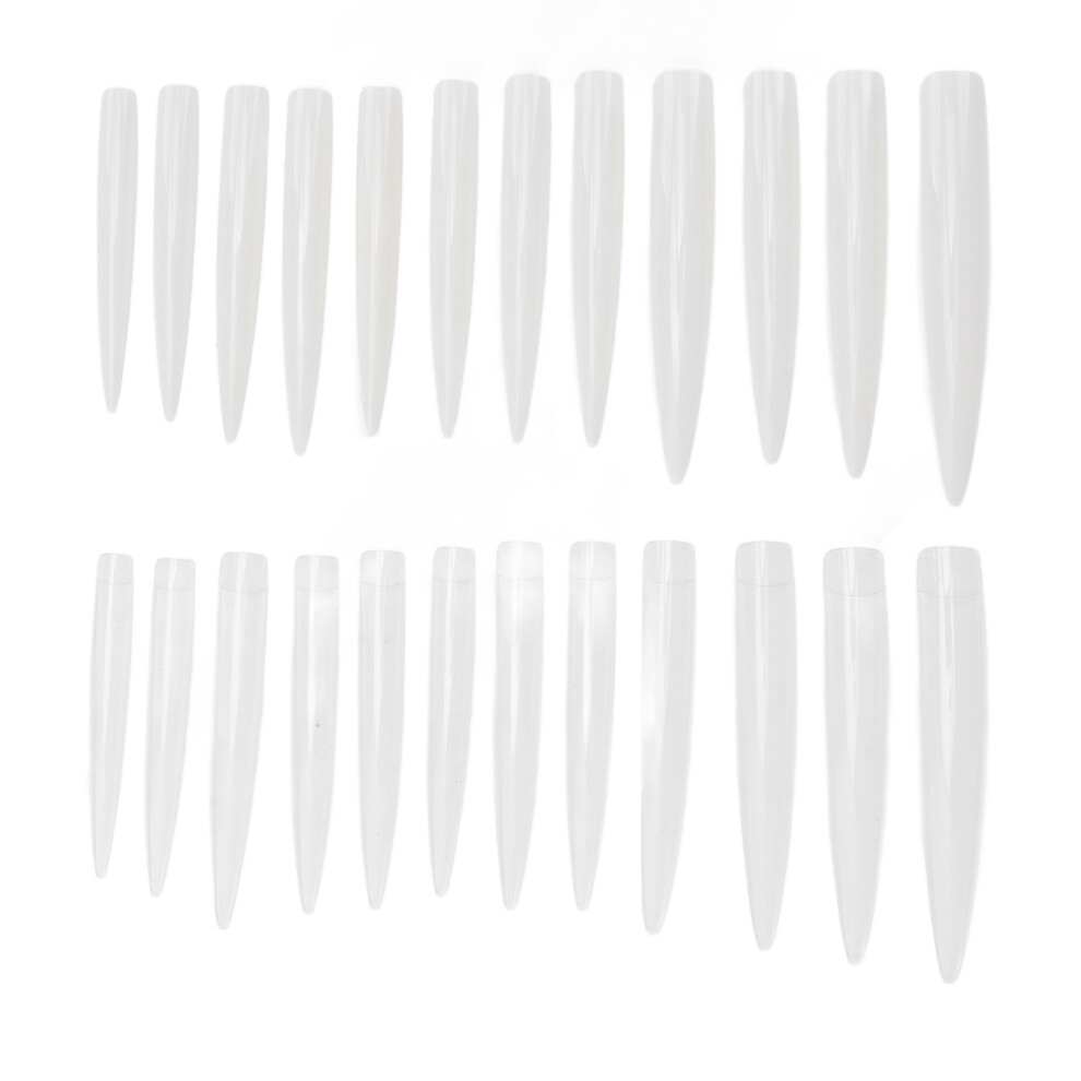 White 240 Pcs Long Stiletto Clear Fake Nail Tips, Acrylic Full Cover