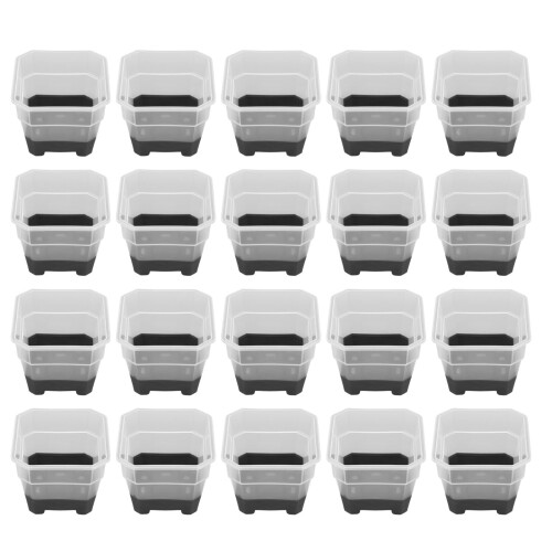 20Pcs Nursery Pot Planters Reusable Silicone Plastic Square Transparent Black 2