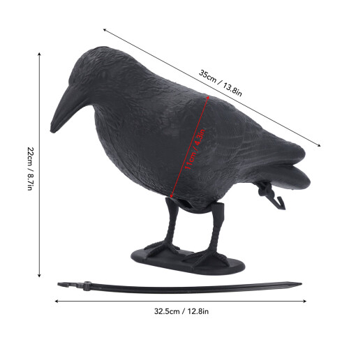 Finto corvo di plastica - corvo nero, palo da giardino 1