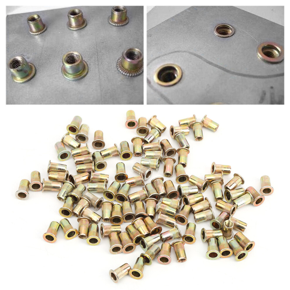 Flat Head M5 Rivet Nut Kit 100Pcs Zinc Plated Threaded Nutsert Hardware-image-OPC-PJCFWKG-NEW