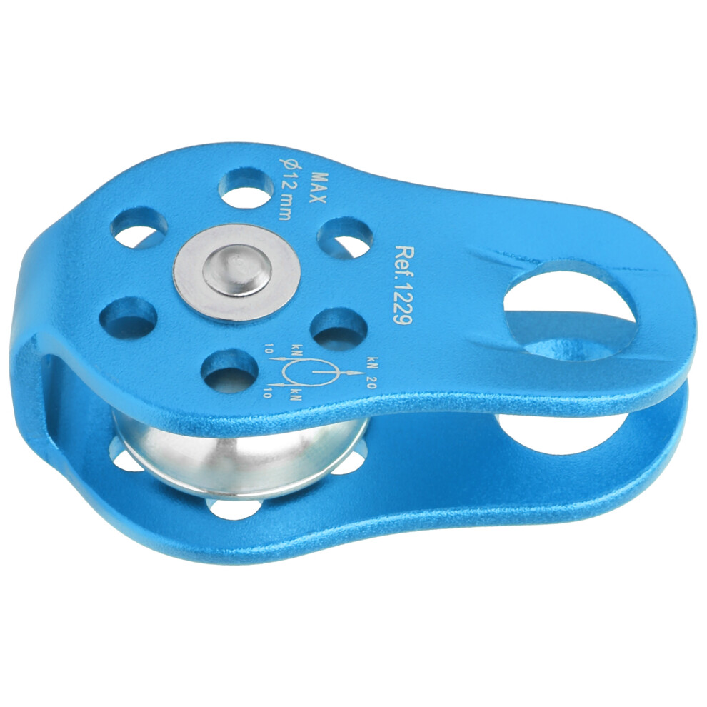 20Kn Aluminum Fixed Side Pulley, 8.2Cm, 12Mm Rope Max, Blue 4091333644296