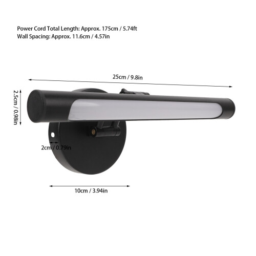 LED-Spiegelleiste 3CCT 3000K-6000K, USB, 25cm 1