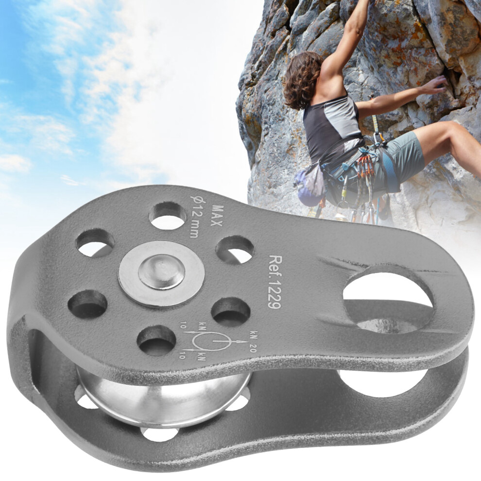 20Kn Aluminum Micro Fixed Side Climbing Pulley, Gray, 8.2Cm 8491333644191