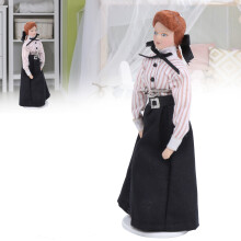 12 Miniature Ceramic Doll Woman in Long Dress, 15.3cm Decorative Figurine