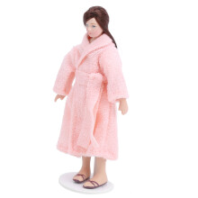 12 Miniature Ceramic Doll Woman in Long Night Gown, 15.3cm Display Model