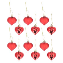 12 Pieces Heart Hanging Xmas Tree Decorations for Wedding Party Festival Red