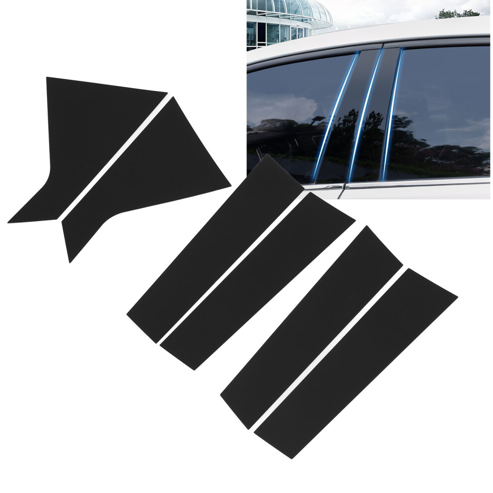 6Pcs Glossy Mirror Effect Car Window Pillar Post Cover Black 4611333647174