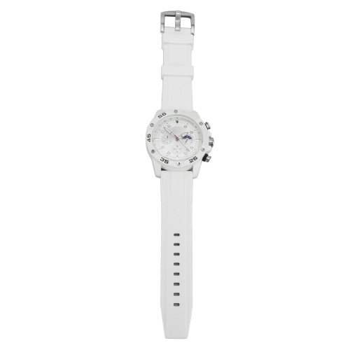 Men's Multifunctional Quartz Watch, White, 47mm Dial & Silicone Strap 2