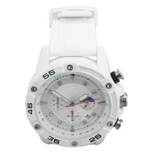 Men's Multifunctional Quartz Watch, White, 47mm Dial & Silicone Strap