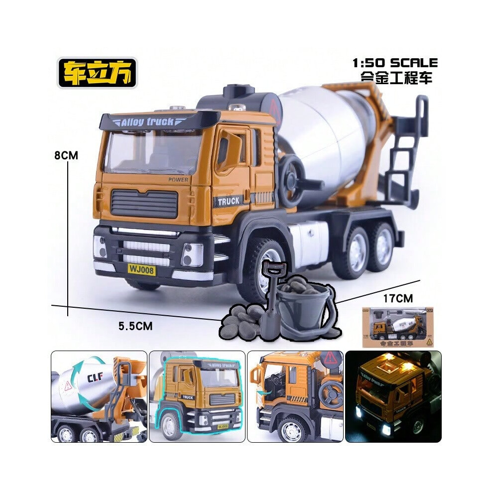 (6201A Mixer Truck) Big gift box car cube alloy engineering car fire truck model sound and light can open the door children's toy car-image-OPC-PJCFY2Z-NEW