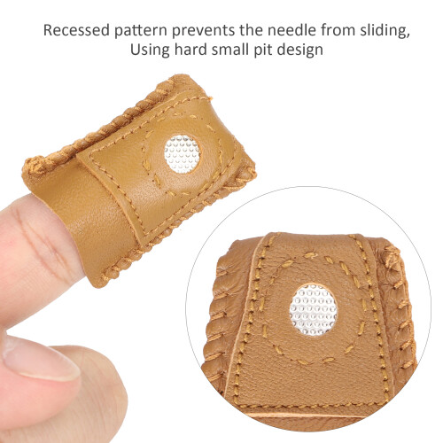 Sewing Finger Sleeve Knitting Thimble Leather Protector - Large, Medium, Small 2