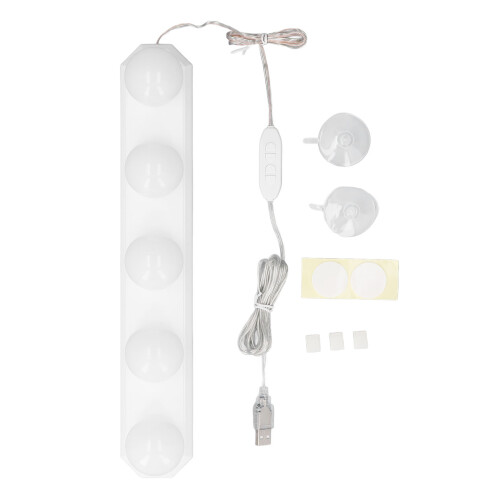 LED Vanity Mirror Lights 5 Bulbs 3 Color Temp, Dimmable USB 1