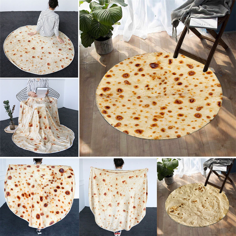 Giant Burritos Tortilla Blanket 180cm Round Plush Cozy Food Style
