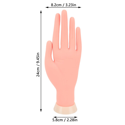 Mano de práctica para uñas 8,2 x 24 cm, de goma, base de 5,8 cm 1