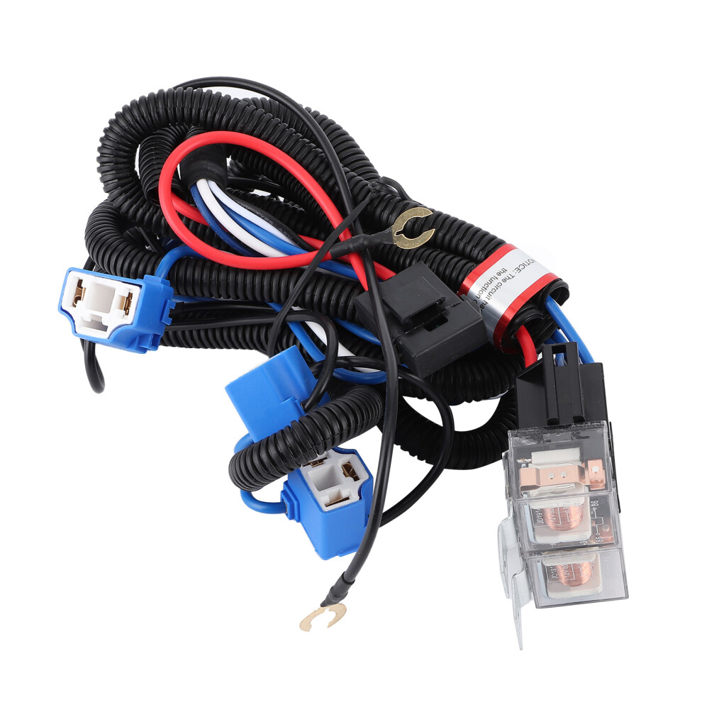 12V H4 Headlight Relay Wiring Kit For 4 Lights 50W 40A Brightness Improvement 8751333658452