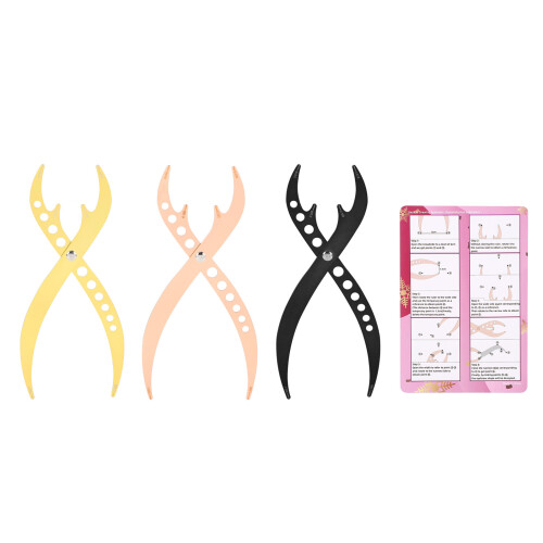 3 pezzi Righello stencil per sopracciglia, 14,5 cm, Oro rosa/Oro 2