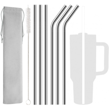 6 Pack Steel Straw Replacement 40 oz for Adventure Travel Tumbler, Reusable Straws with Cleaning Brush