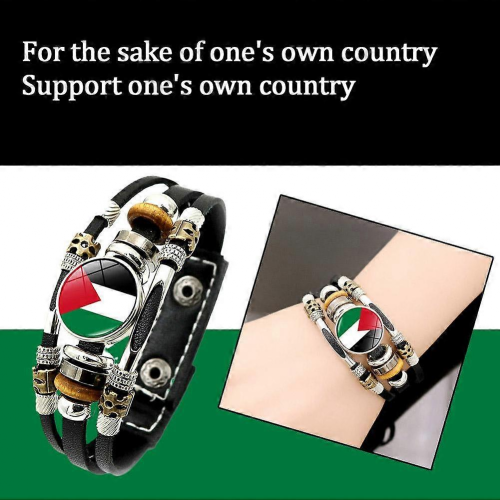 Bracelet en cuir avec drapeau national de la Palestine 2