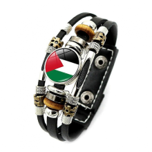 Bracelet en cuir avec drapeau national de la Palestine