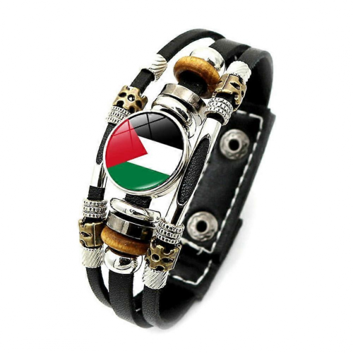Bracelet en cuir avec drapeau national de la Palestine