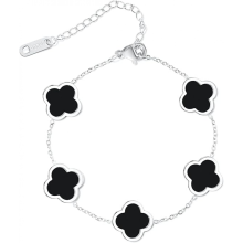 (noir)Bijou trèfle à quatre feuilles, bracelet en acier titane