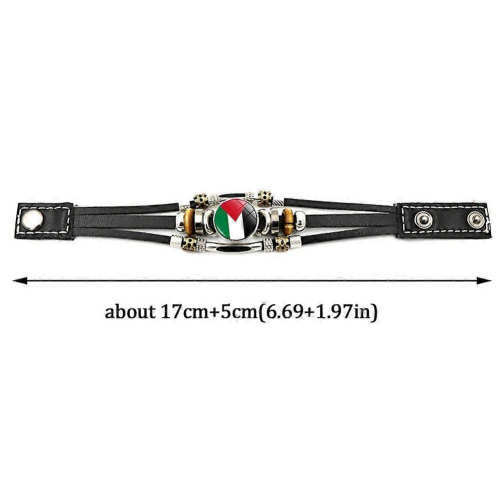 Bracelet en cuir avec drapeau national de la Palestine 1