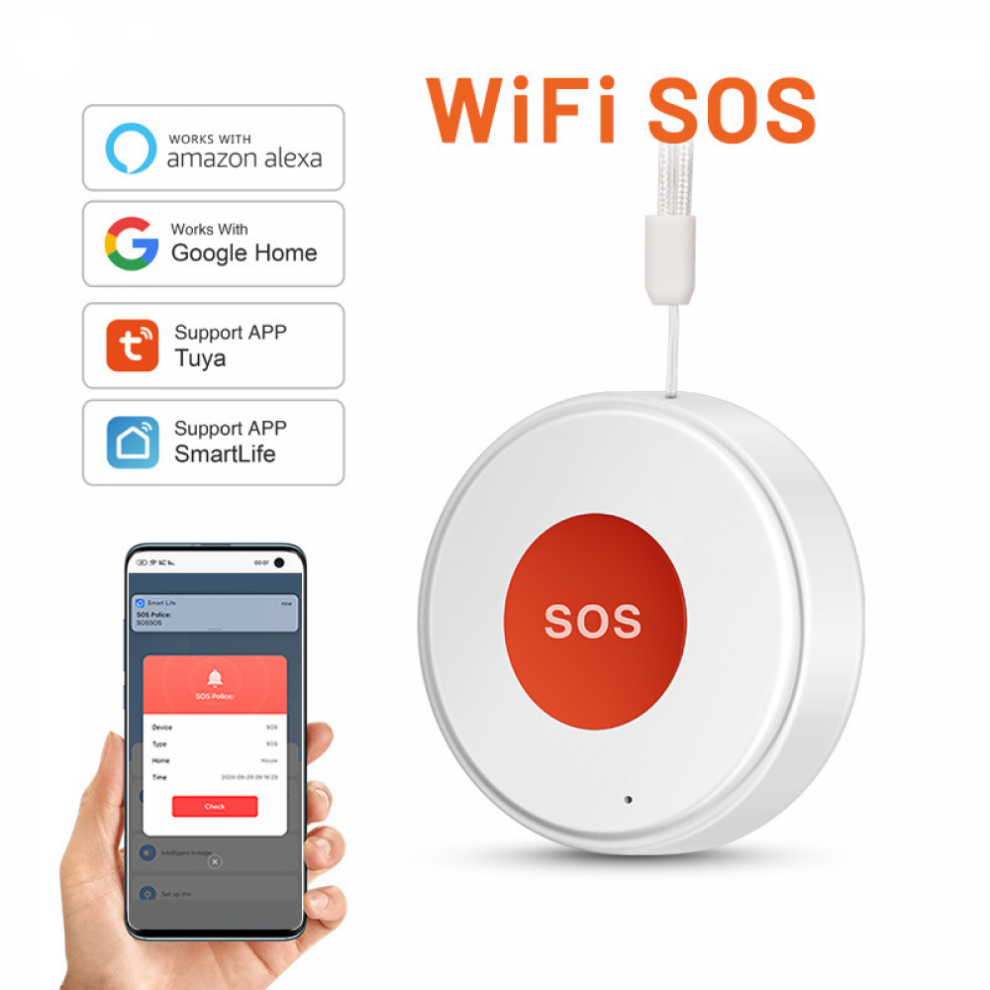 Mini Tuya WIFI Elderly SOS Button Waterproof Emergency Panic Sensor