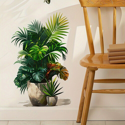 Contemporary Leaf Pattern Self Adhesive Greenery Wall Stickers - 59.0cm x 35.0cm