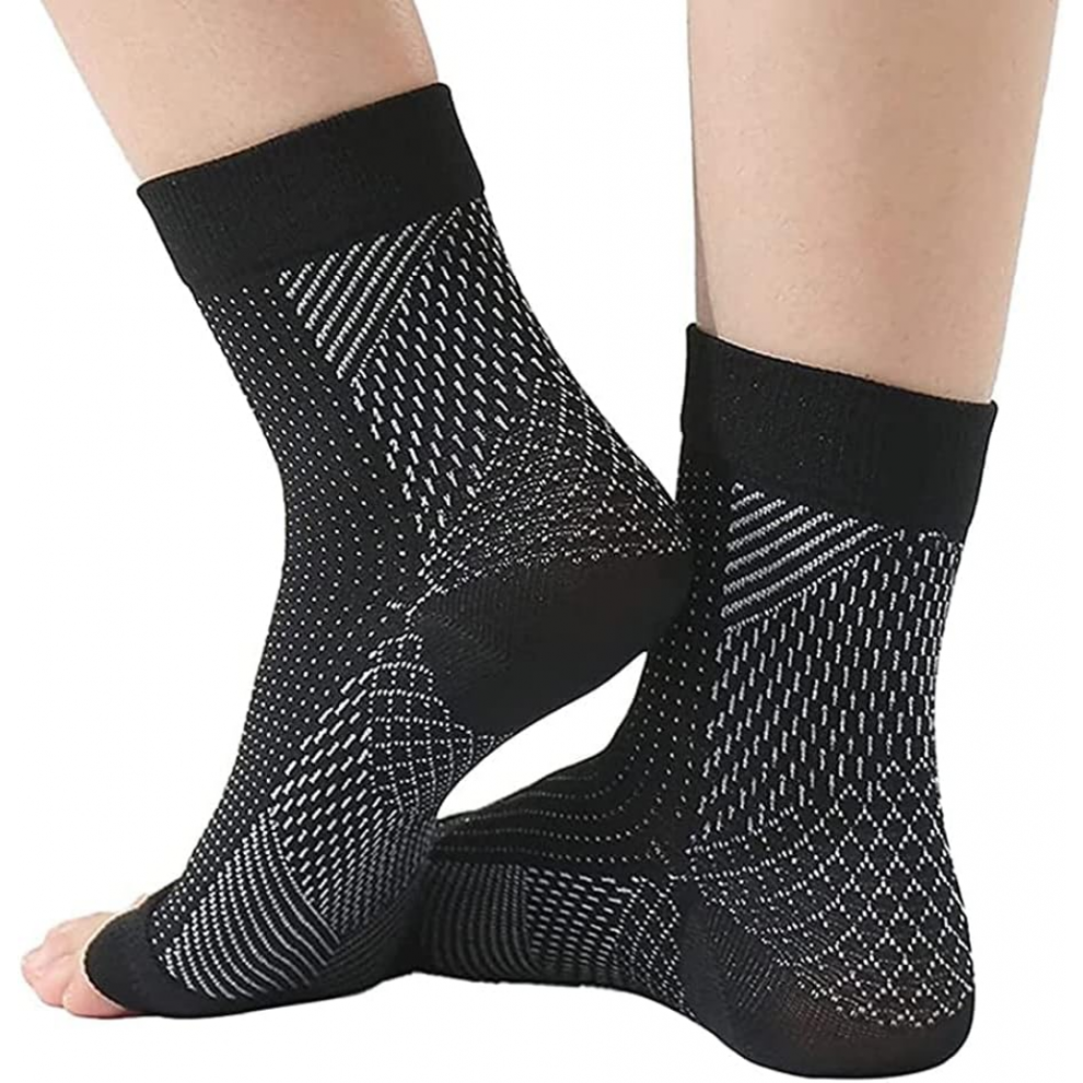 2 Pairs Of Tieberg Orthopedic Compression Socks, Orthopedic Compression Socks, Orthopedic Socks (black And White) L/XL-image-OPC-PJCG6K7-NEW