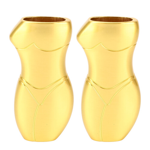 2 piezas funda para encendedor 3D humano aluminio dorado 1