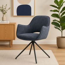 Set of 2 Loannis Pyramid Style Dining Chairs in Blue, Upholstery Comfy Chairs
