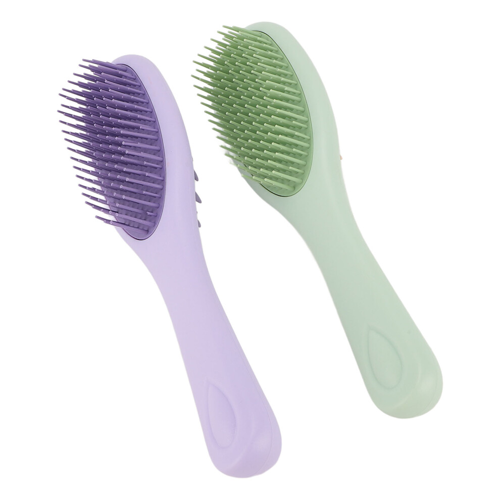 2pcs Silicone Shampoo Brush, Scalp Massager & Detangler, Green & Purple