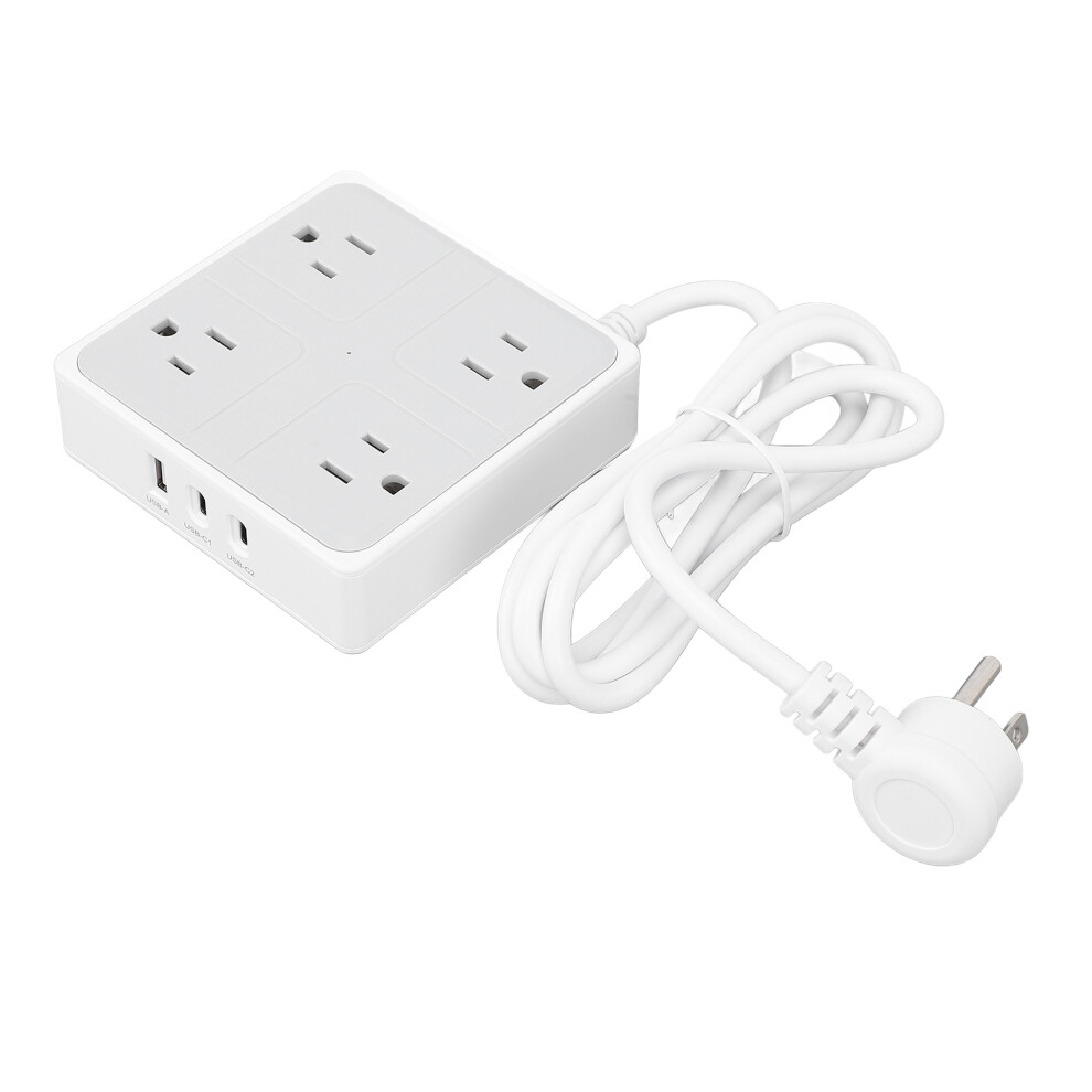 Flat Plug Power Strip 1250W With 4 Outlets & 3 Usb Ports, 5Ft Cord 4901333671256