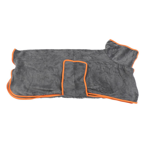 Peignoir gris pour chien Taille S, polyester absorbant et à séchage rapide 2