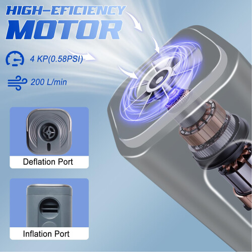 Pompe à air portable 4,6  4,6  6,9 cm, 1200 mAh, LED 2
